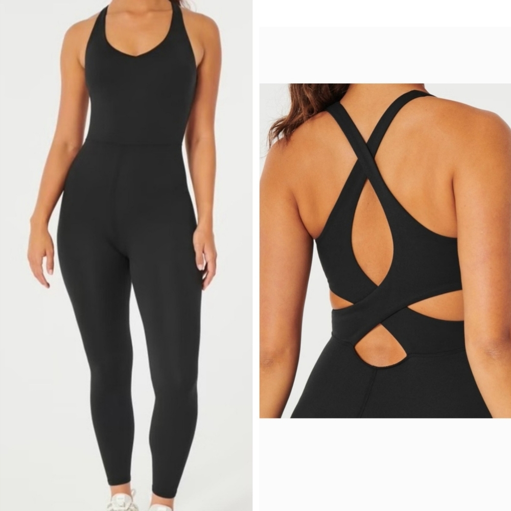 Gilly Hicks Open Back Onesie Jumpsuit Leggings Black Small NWT Gym